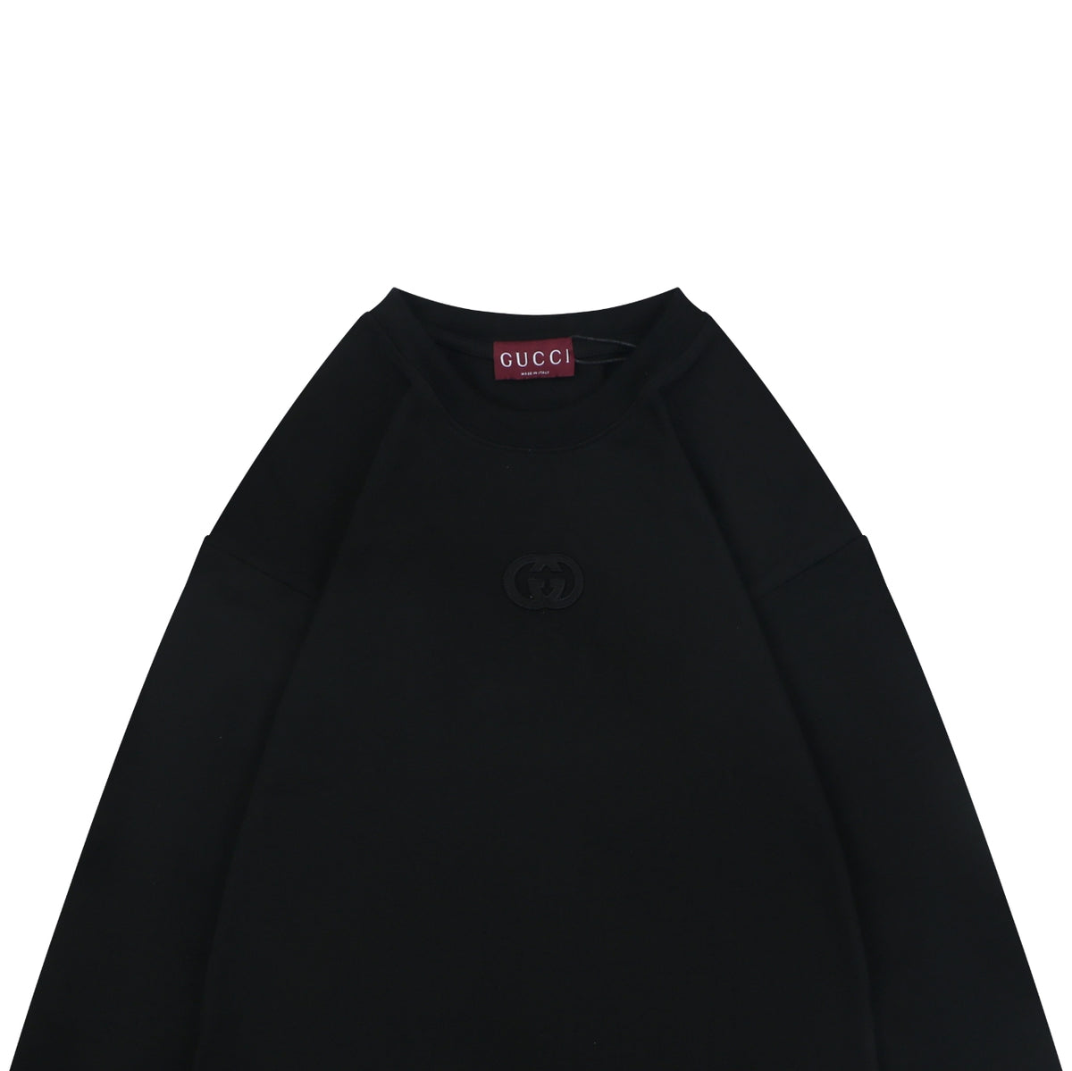 Gucci Centre Tonal Double-G Embroidered Long-Sleeve T-Shirt - Black