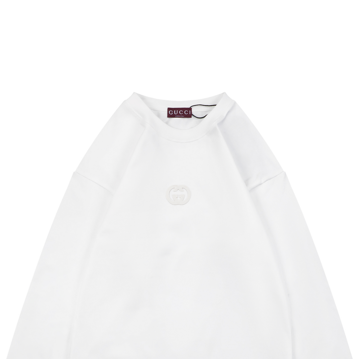 Gucci Centre Tonal Double-G Embroidered Long-Sleeve T-Shirt - White