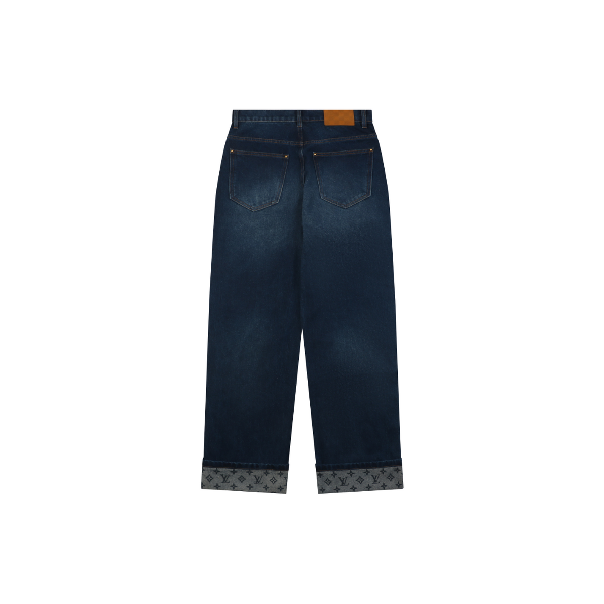 Louis Vuitton Grey Monogram Turn-Up Cuff Denim Trousers - Indigo