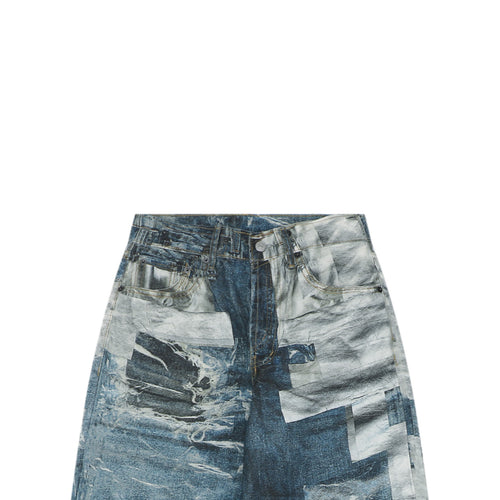 Acne Studios Patchwork Trompe-L'Oeil Print Denim Trousers - Blue