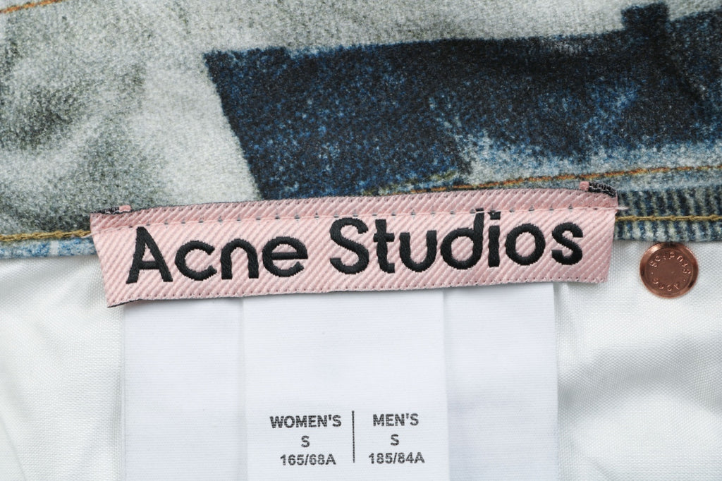 Acne Studios Patchwork Trompe-L'Oeil Print Denim Trousers - Blue