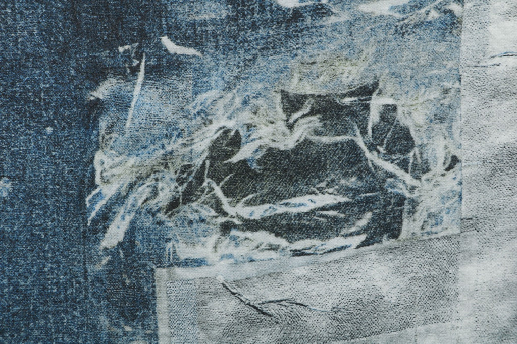 Acne Studios Patchwork Trompe-L'Oeil Print Denim Trousers - Blue