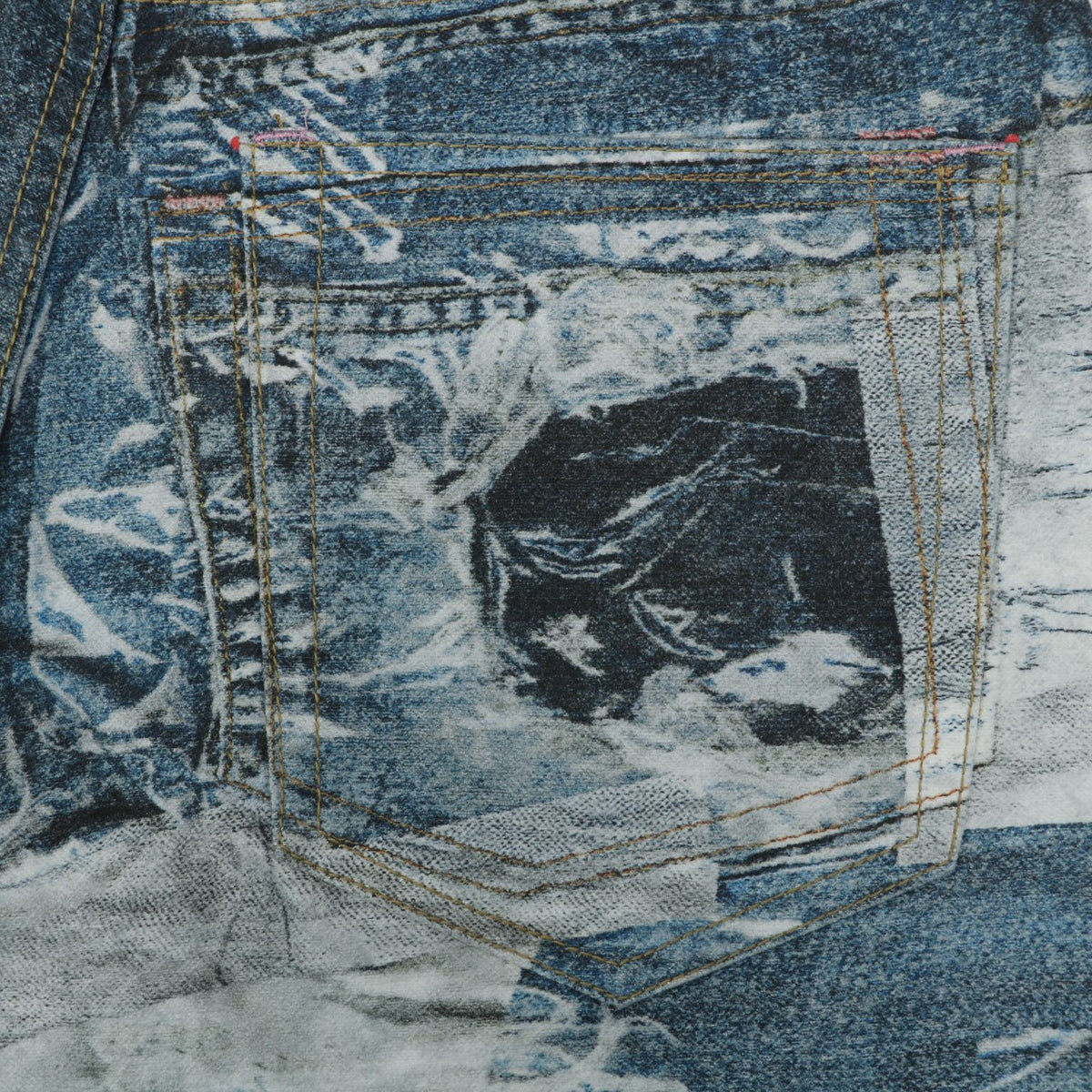 Acne Studios Patchwork Trompe-L'Oeil Print Denim Trousers - Blue