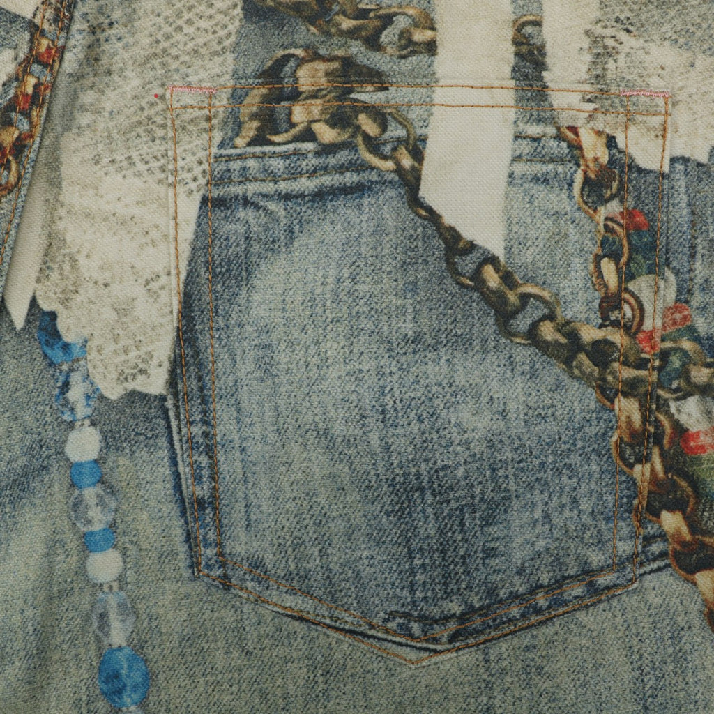 Acne Studios Lace and Pearl Chain Print Denim Trousers - Blue