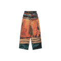 Acne Studios Multi-Belt Graphic Print Denim Trousers - Orange / Teal