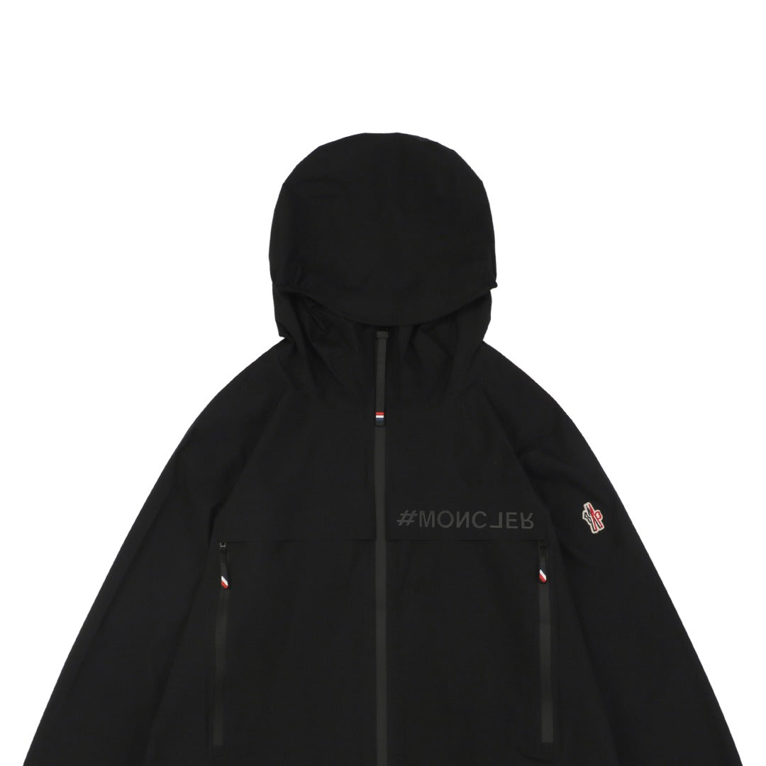 Moncler Grenoble 24SS Taped-Seam Lightweight Hooded Shell Jacket - Black