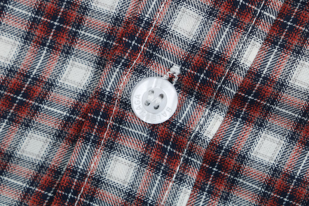 Balenciaga Red and Grey Check Faux Two-Piece Layered Long-Sleeve Shirt