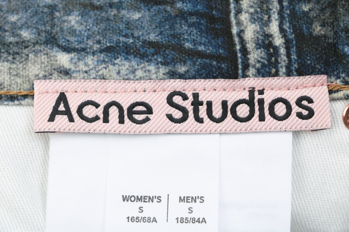 Acne Studios Distressed Trompe-L'Oeil Graffiti Print Denim Trousers - Indigo Multi