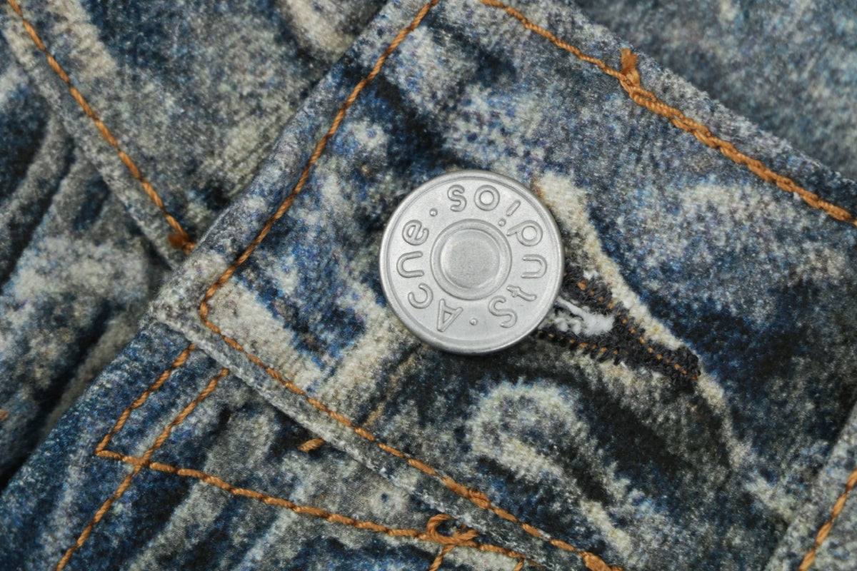 Acne Studios Distressed Trompe-L'Oeil Graffiti Print Denim Trousers - Indigo Multi