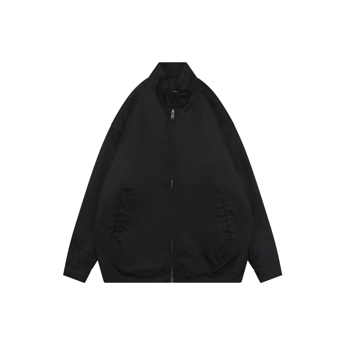 Prada Back Triangle Logo Funnel-Neck Zip Jacket - Black