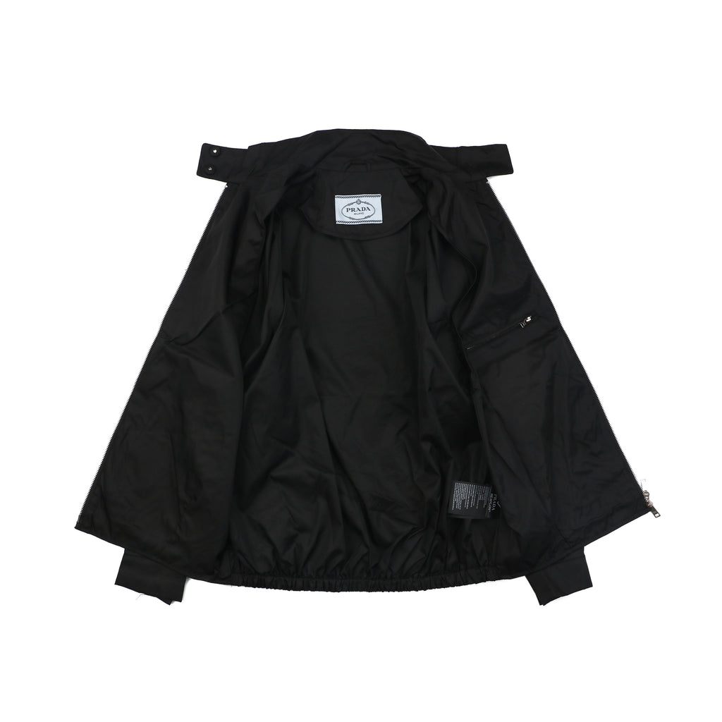 Prada Back Triangle Logo Funnel-Neck Zip Jacket - Black