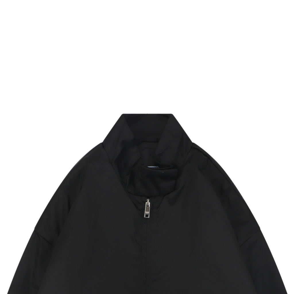 Prada Back Triangle Logo Funnel-Neck Zip Jacket - Black