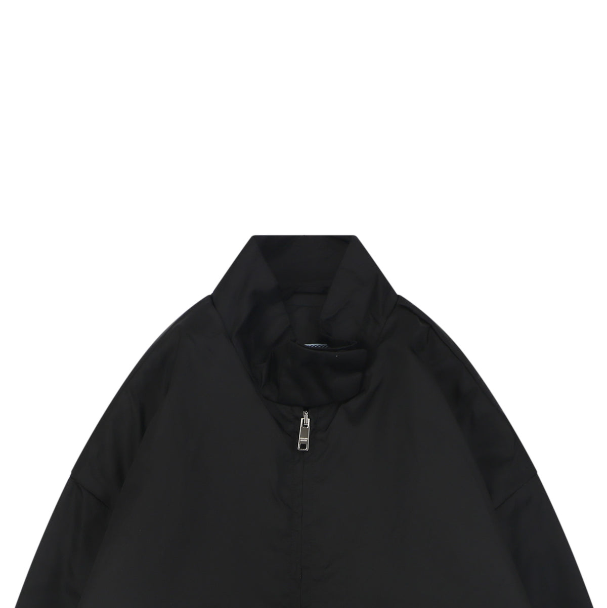 Prada Back Triangle Logo Funnel-Neck Zip Jacket - Black
