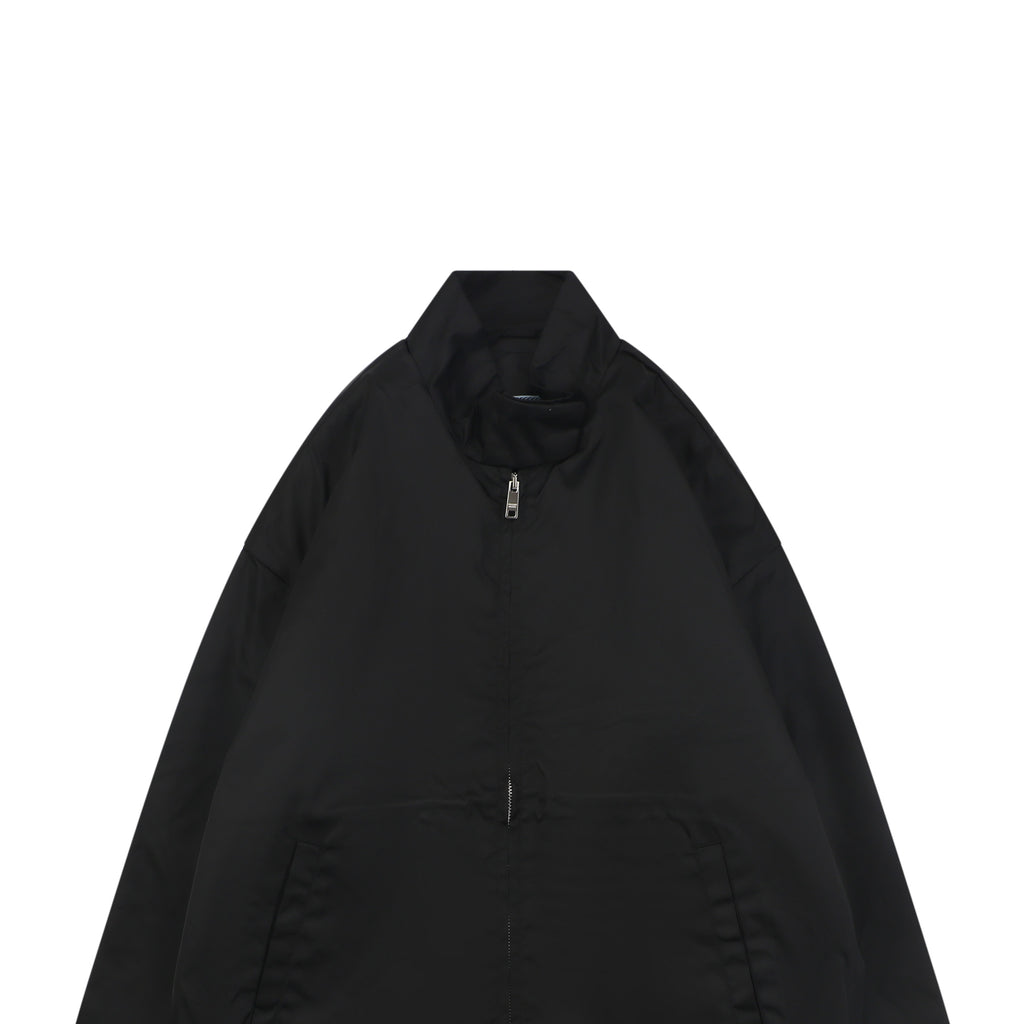 Prada Back Triangle Logo Funnel-Neck Zip Jacket - Black