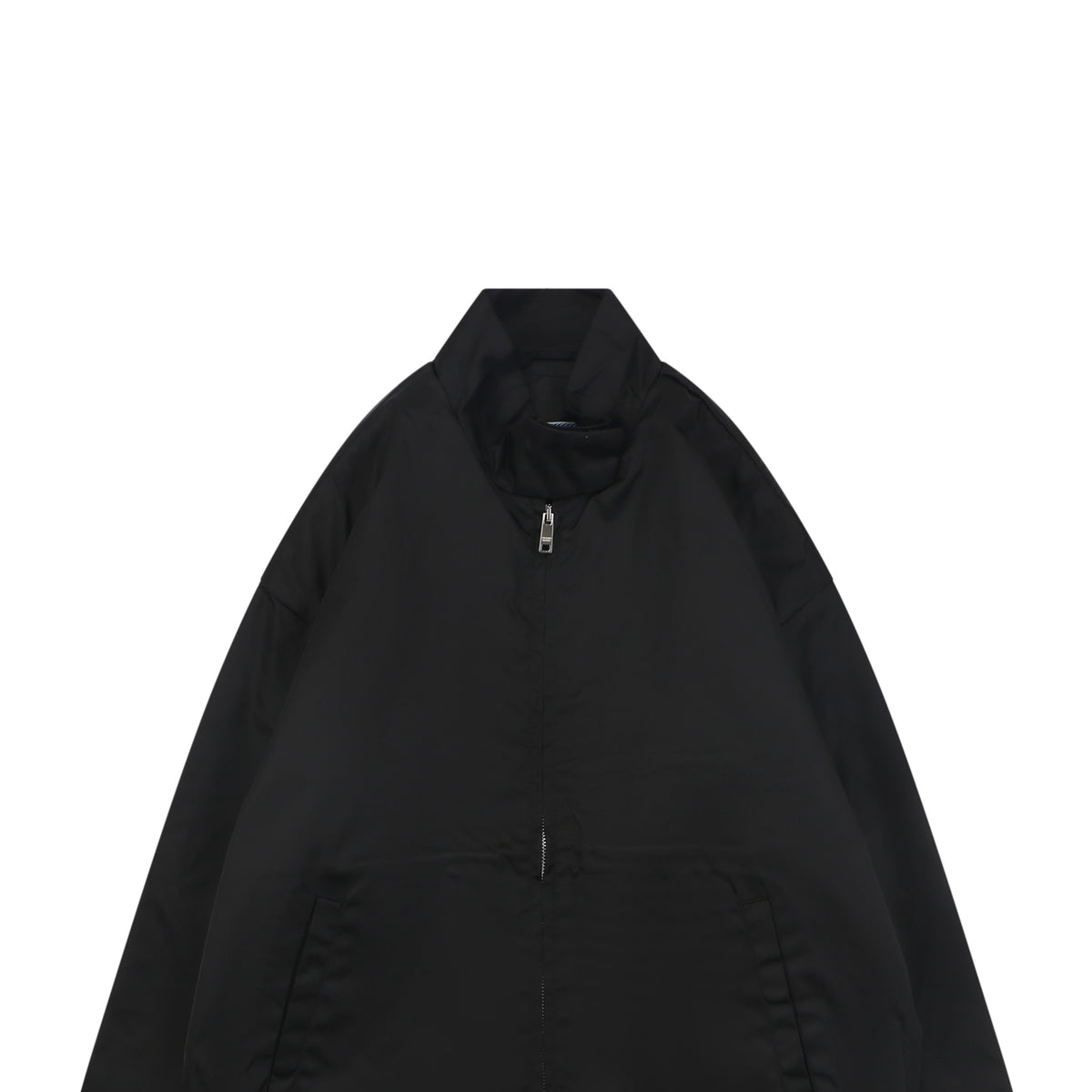 Prada Back Triangle Logo Funnel-Neck Zip Jacket - Black
