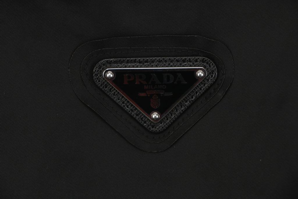 Prada Back Triangle Logo Funnel-Neck Zip Jacket - Black