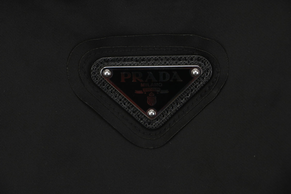 Prada Back Triangle Logo Funnel-Neck Zip Jacket - Black