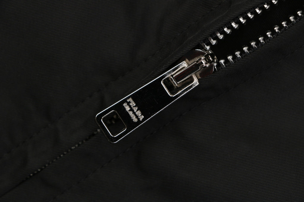 Prada Back Triangle Logo Funnel-Neck Zip Jacket - Black