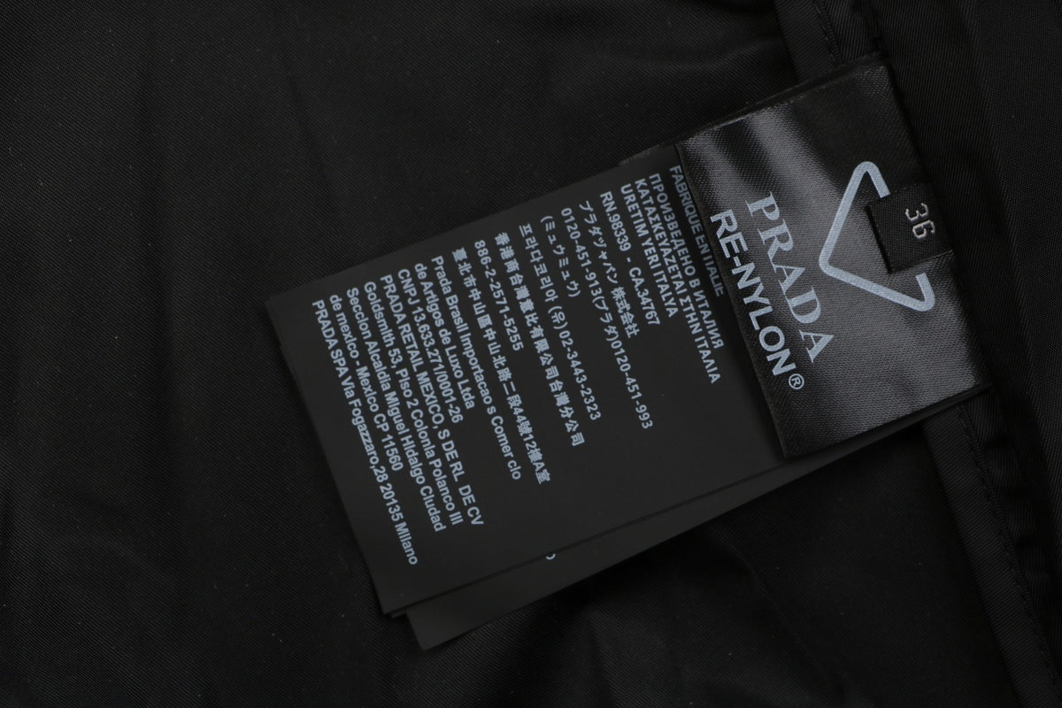 Prada Back Triangle Logo Funnel-Neck Zip Jacket - Black