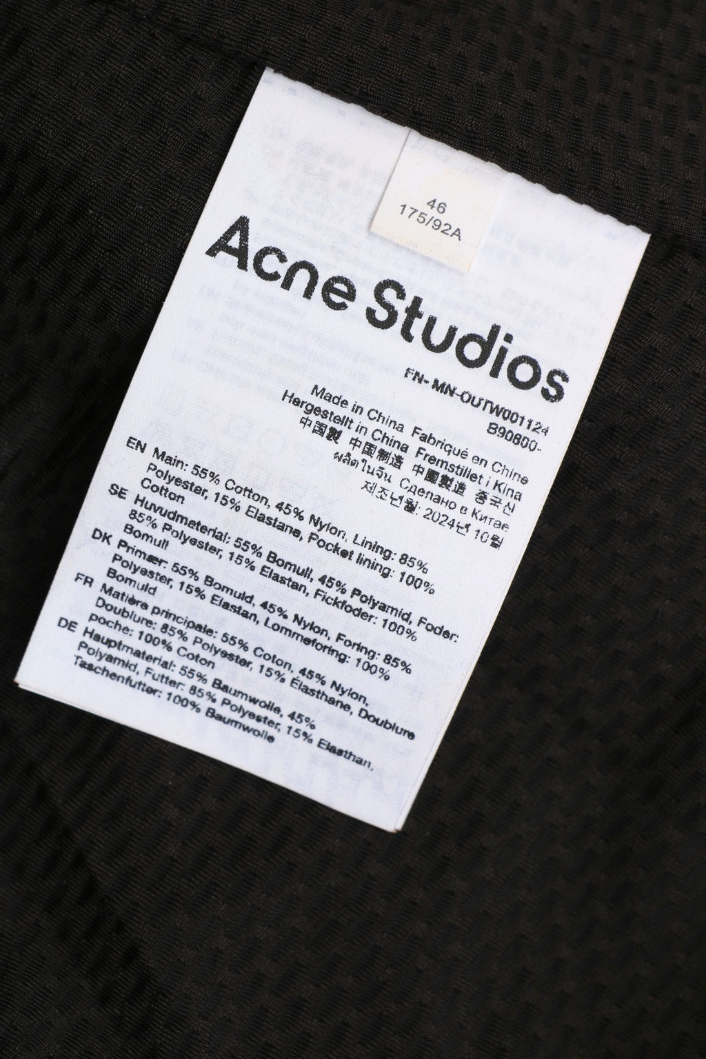 Acne Studios Back '1996' Tonal Embroidered Funnel-Neck Zip Jacket - Black