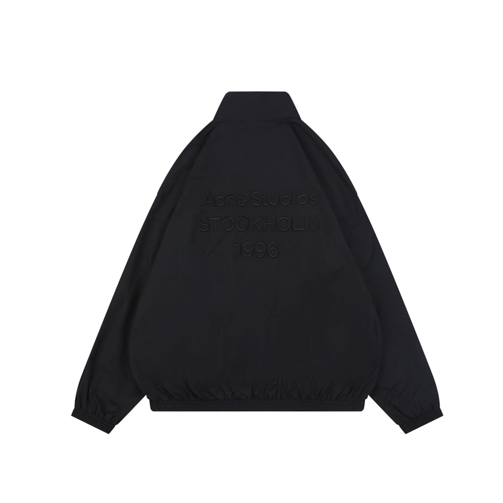 Acne Studios Back '1996' Tonal Embroidered Funnel-Neck Zip Jacket - Black