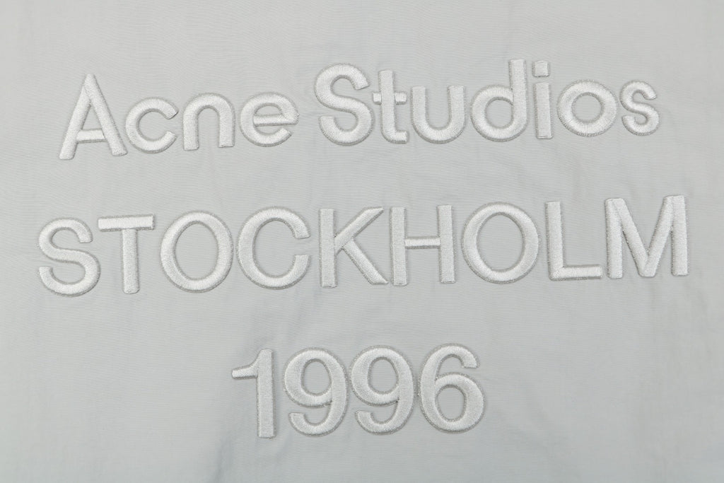 Acne Studios Back 'Acne Studios Stockholm 1996' Tonal Embroidered Funnel-Neck Zip Jacket - Grey