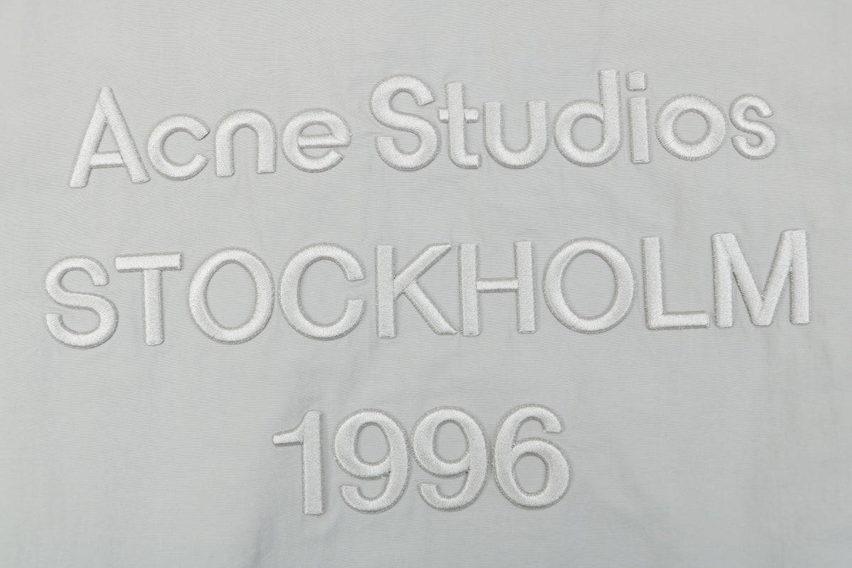 Acne Studios Back 'Acne Studios Stockholm 1996' Tonal Embroidered Funnel-Neck Zip Jacket - Grey