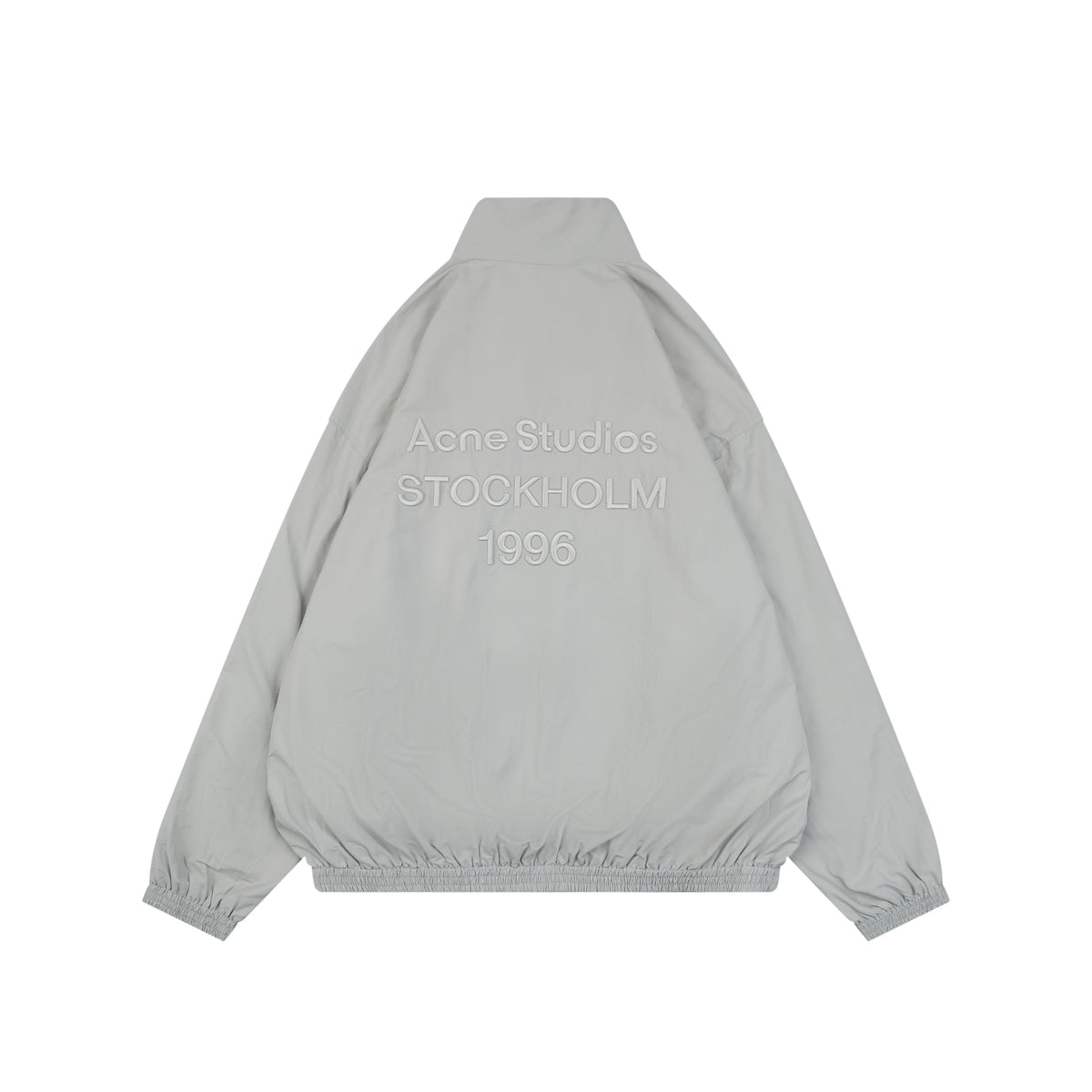 Acne Studios Back 'Acne Studios Stockholm 1996' Tonal Embroidered Funnel-Neck Zip Jacket - Grey