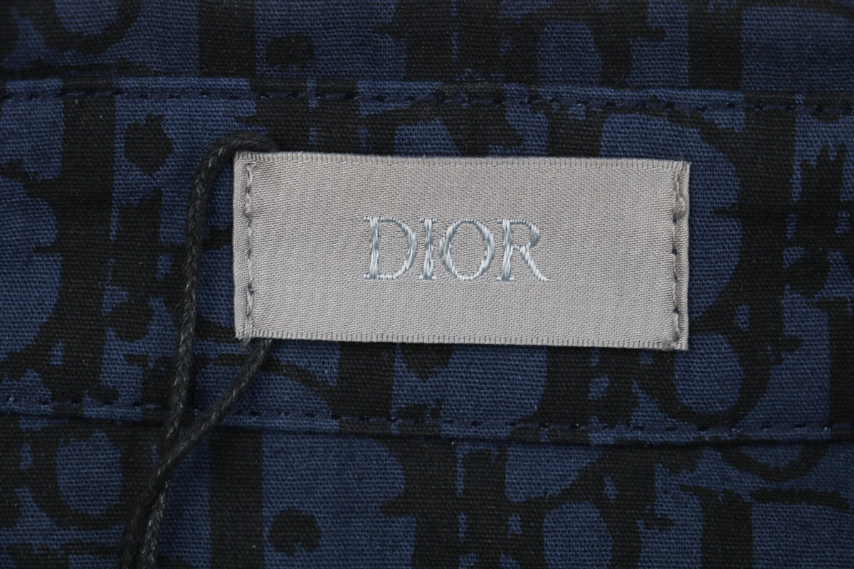 Dior 22SS Tonal Oblique Jacquard Long-Sleeve Shirt - Navy