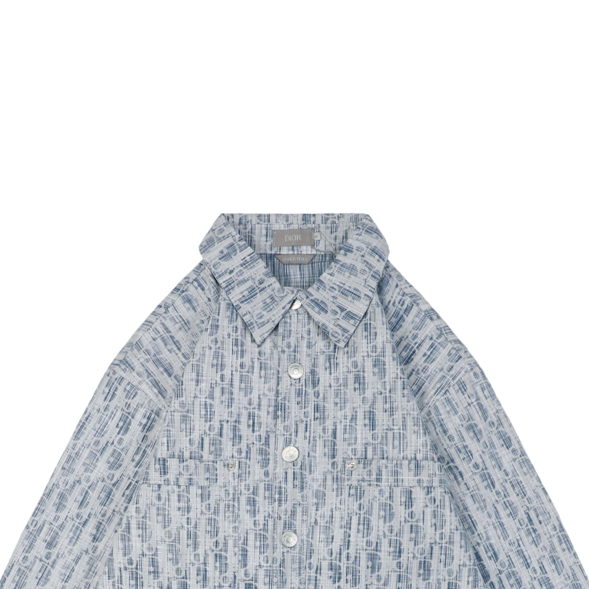 Dior x Stüssy 22FW Tonal Oblique Jacquard Long-Sleeve Shirt - Light Blue