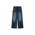 Acne Studios 2021F Ink-Splash Vintage-Wash Wide-Leg Denim Trousers - Indigo
