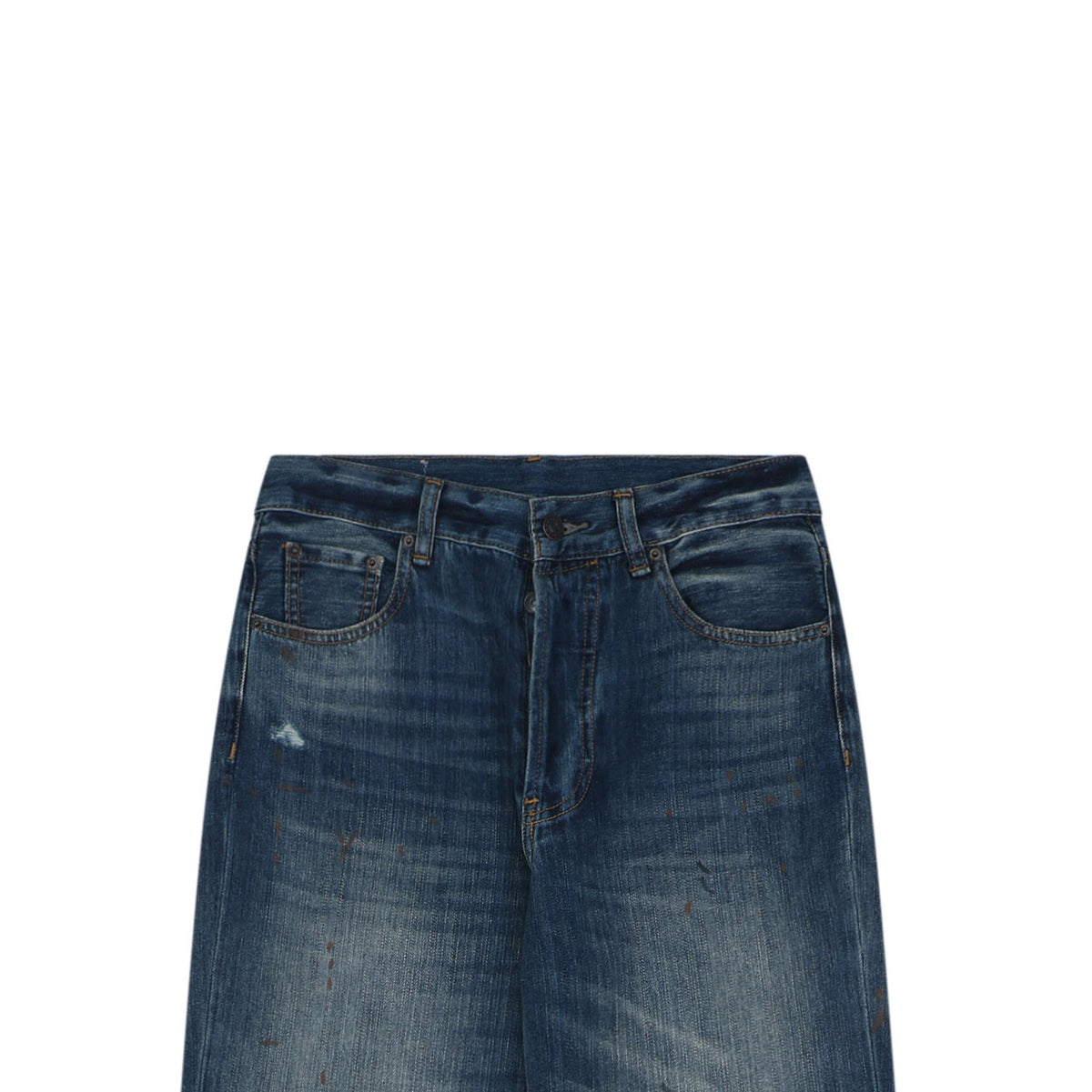 Acne Studios 2021F Ink-Splash Vintage-Wash Wide-Leg Denim Trousers - Indigo