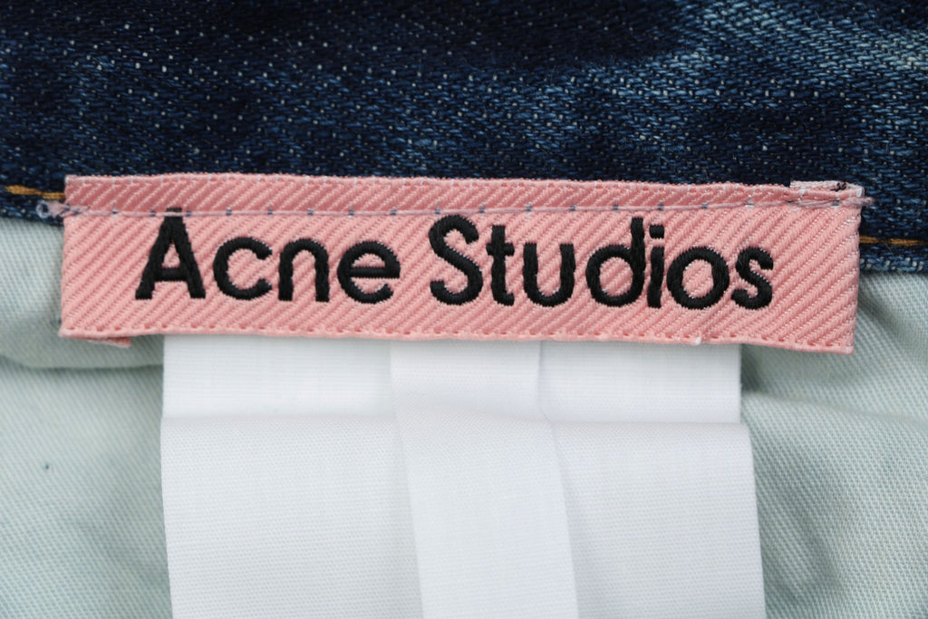 Acne Studios 2021F Ink-Splash Vintage-Wash Wide-Leg Denim Trousers - Indigo