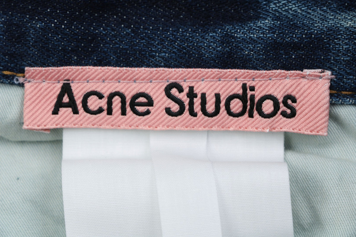 Acne Studios 2021F Ink-Splash Vintage-Wash Wide-Leg Denim Trousers - Indigo