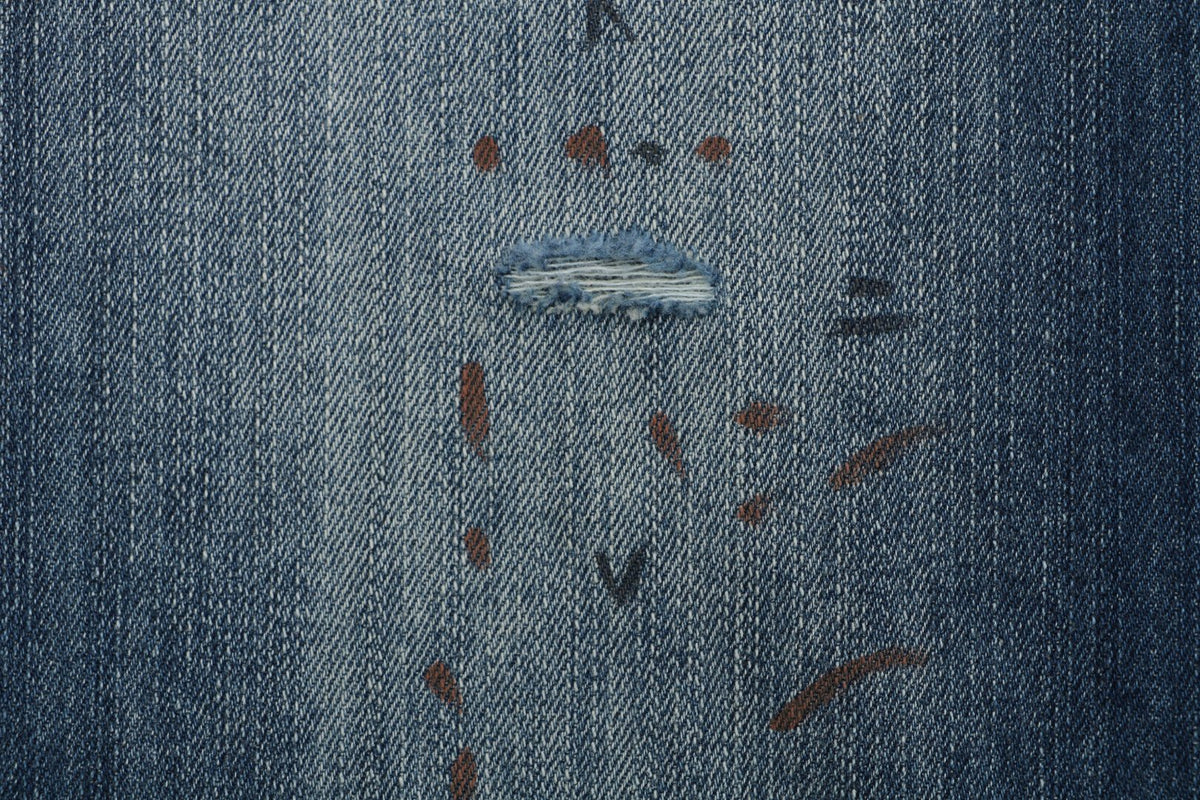 Acne Studios 2021F Ink-Splash Vintage-Wash Wide-Leg Denim Trousers - Indigo