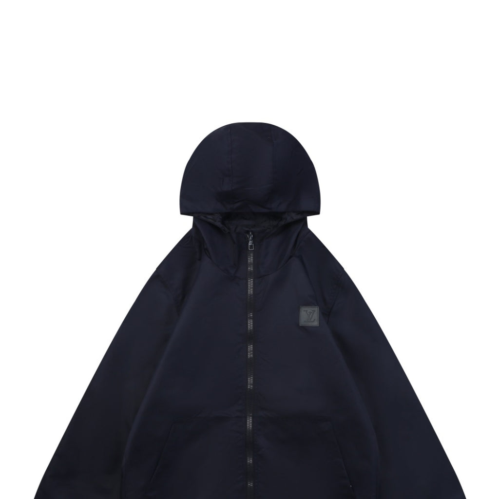 Louis Vuitton Tonal Monogram Reversible Hooded Zip Jacket - Navy