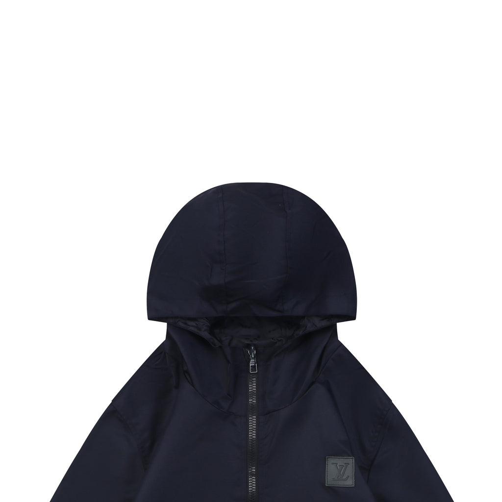 Louis Vuitton Tonal Monogram Reversible Hooded Zip Jacket - Navy