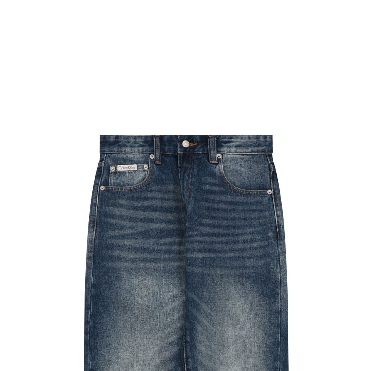 Calvin Klein YJ1476 Water-Wash Straight-Leg Denim Trousers - Washed Indigo