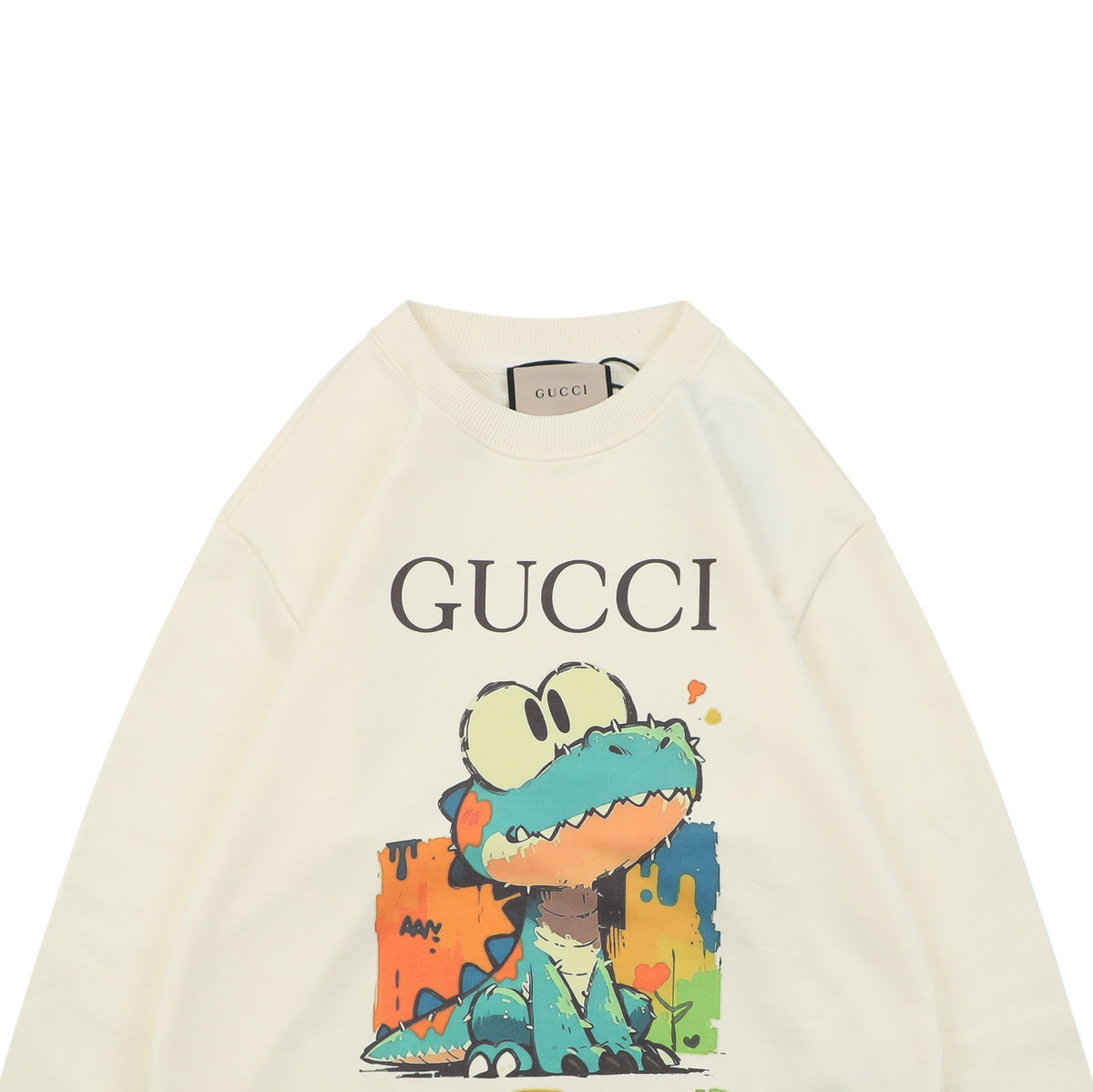 Gucci Daydreaming Dinosaur Graphic Crew-Neck Sweatshirt - Ivory