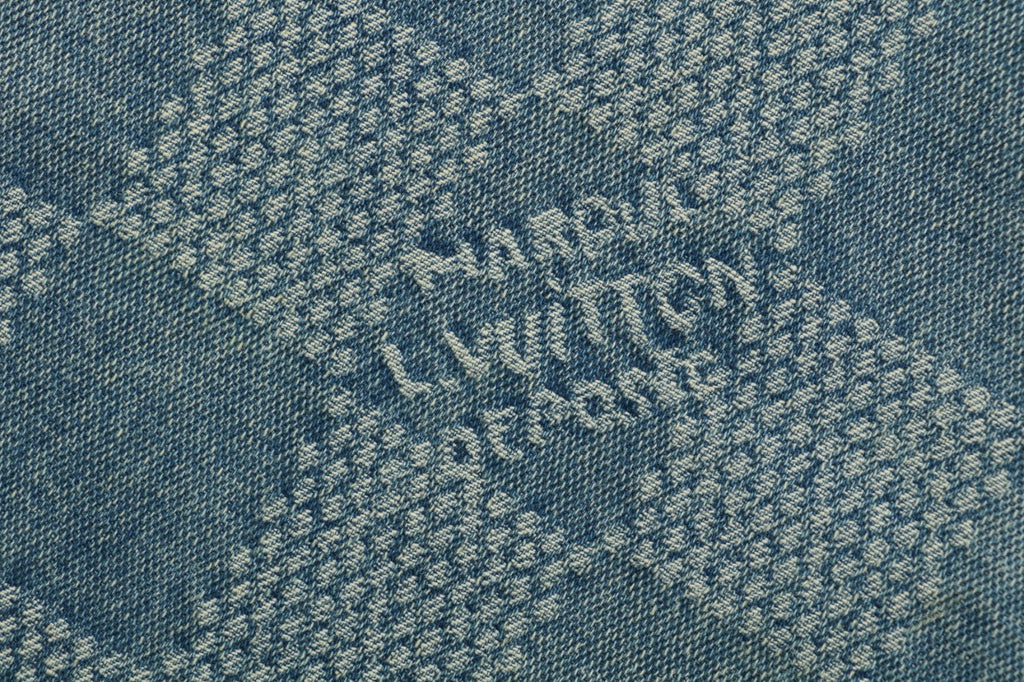 Louis Vuitton Washed Blue Damier-Jacquard Wide-Leg Denim Trousers - Washed Blue