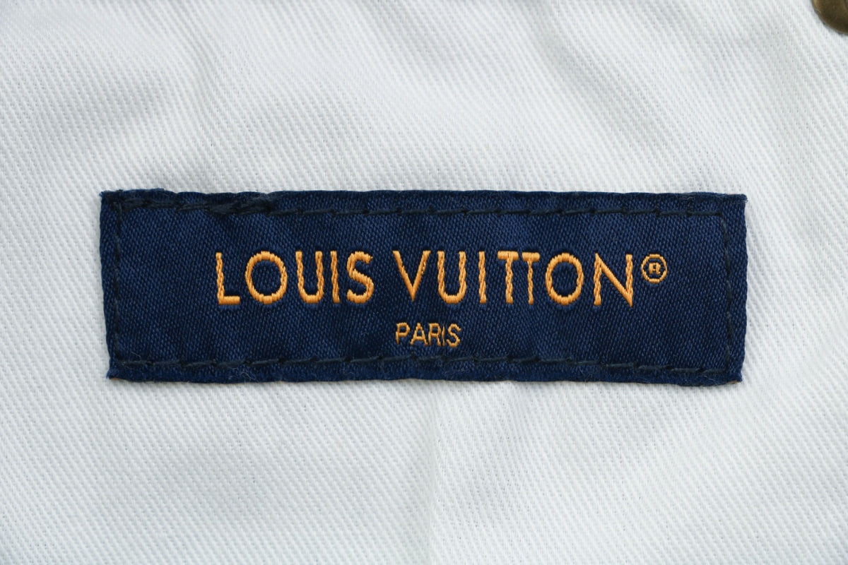 Louis Vuitton Multicolour Monogram All-Over Embroidered Bleach-Wash Wide-Leg Denim Trousers - Light Blue