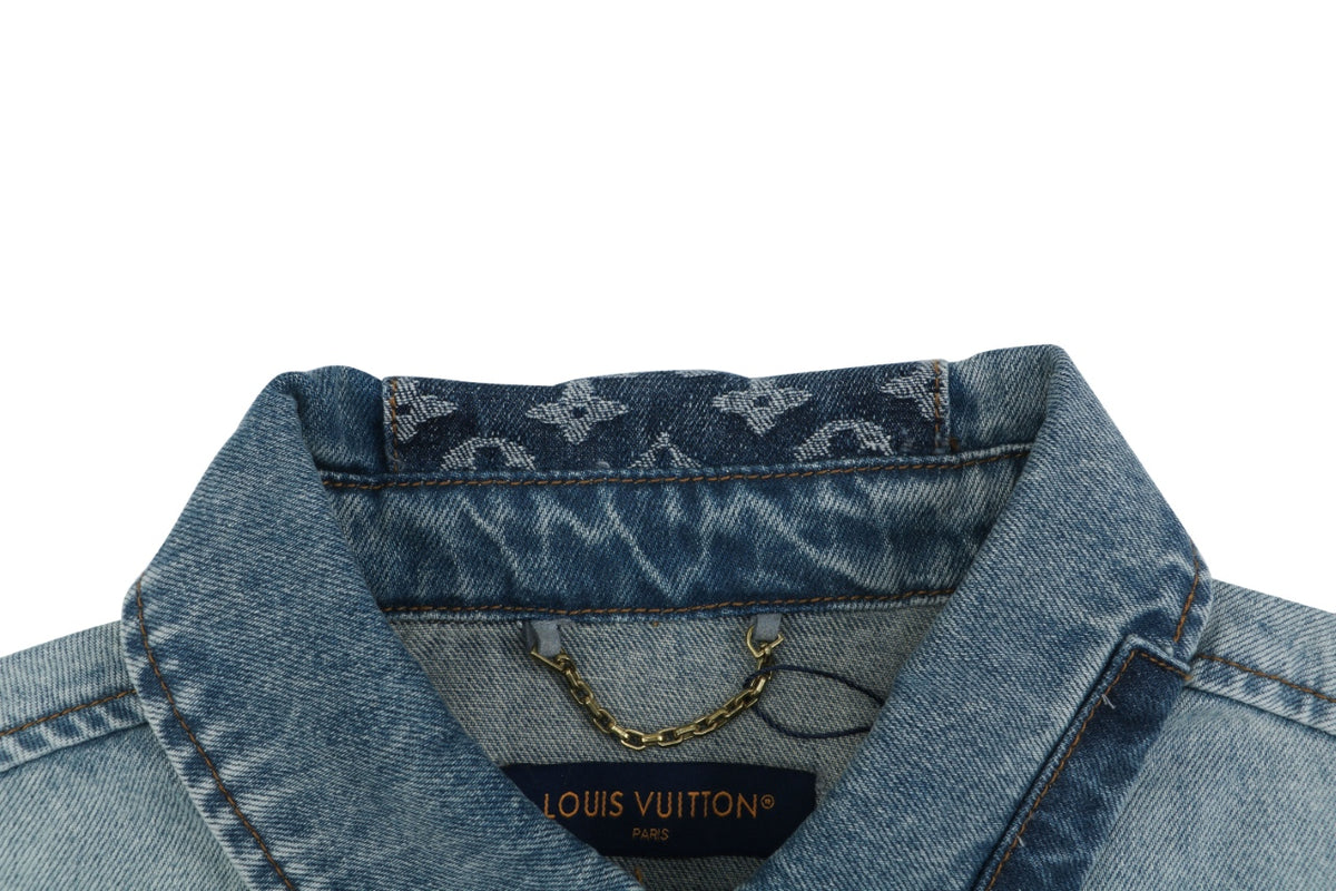 Louis Vuitton Washed Blue Patchwork Denim Shirt Jacket - Washed Blue