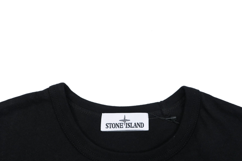 Stone Island Distressed Compass Badge Graphic Long-Sleeve T-Shirt - Black