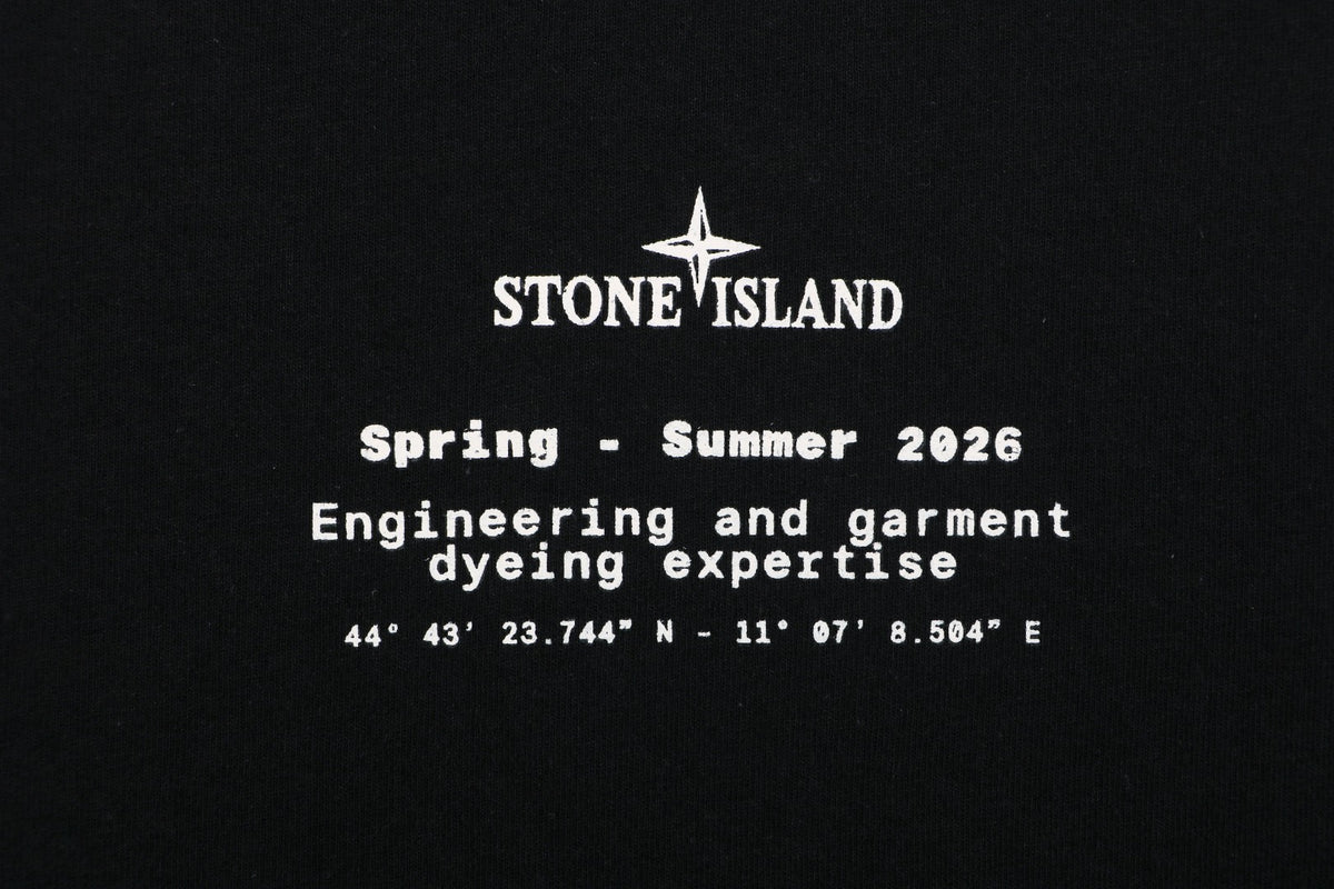 Stone Island Distressed Compass Badge Graphic Long-Sleeve T-Shirt - Black