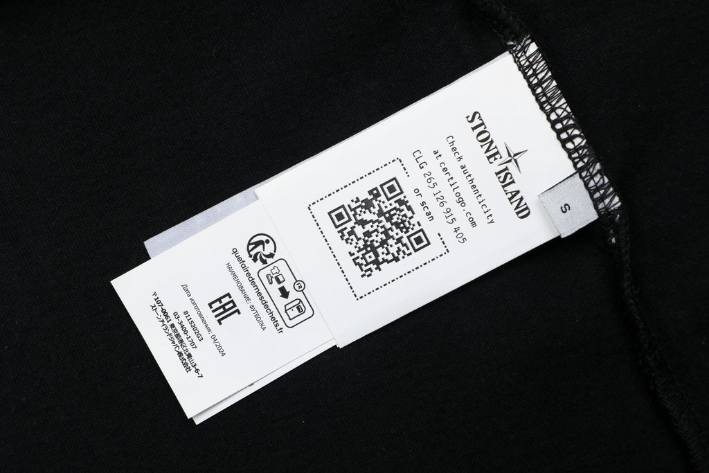 Stone Island Distressed Compass Badge Graphic Long-Sleeve T-Shirt - Black