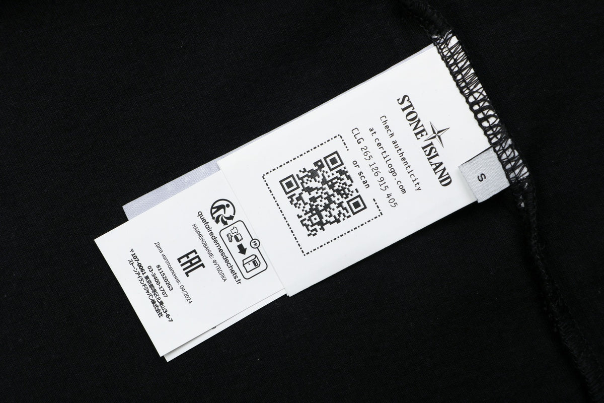 Stone Island Distressed Compass Badge Graphic Long-Sleeve T-Shirt - Black