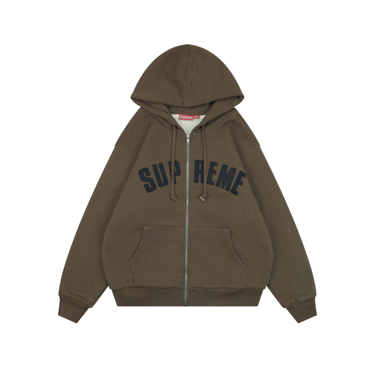 Supreme SS25 Arch Logo Appliqué Zip Hoodie - Dark Brown
