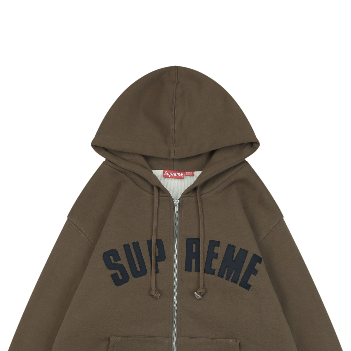 Supreme SS25 Arch Logo Appliqué Zip Hoodie - Dark Brown