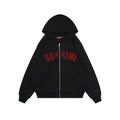 Supreme SS25 Arch Logo Appliqué Zip Hoodie - Black / Red
