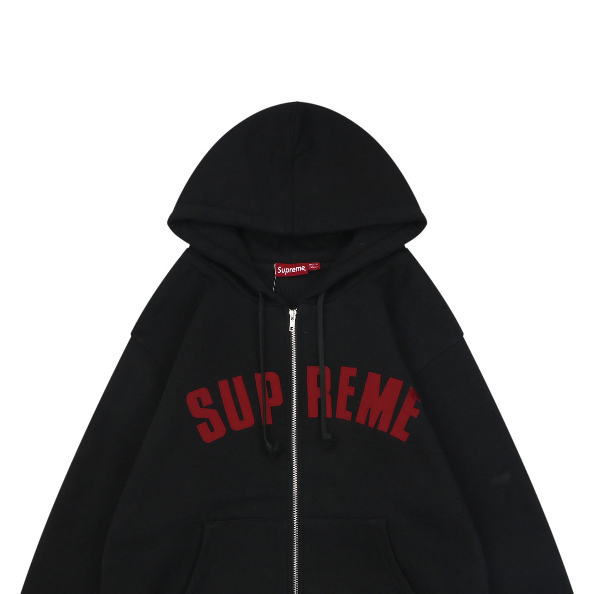 Supreme SS25 Arch Logo Appliqué Zip Hoodie - Black / Red